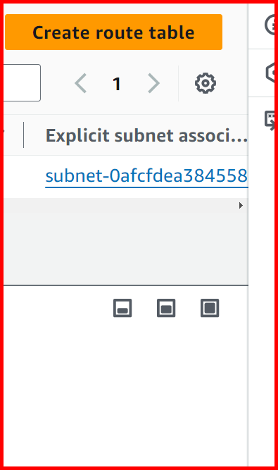 Picture showing the Create route table button for creating the new route table